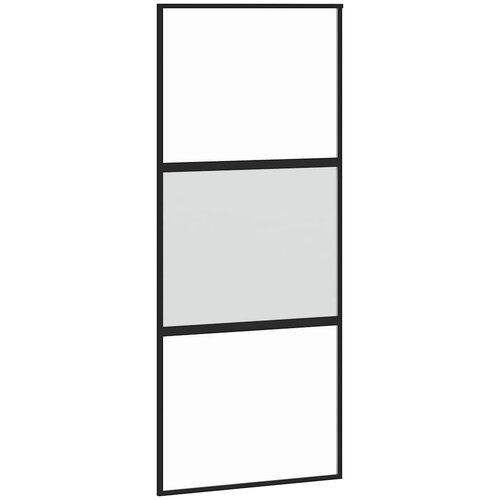  Klizna vrata s priborom crna 90 x 205 cm kaljeno staklo Slike