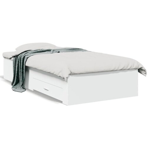 VidaXL Posteljni okvir s predali bel 100x200 cm inženirski les Slike