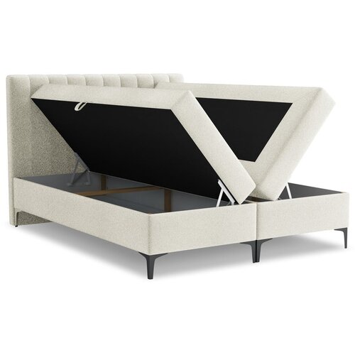 Makamii Bež boxspring postelja s prostorom za shranjevanje 140x200 cm Puhala &amp;ndash; Slike