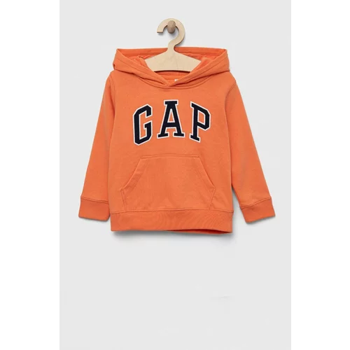 GAP Otroški pulover oranžna barva, s kapuco
