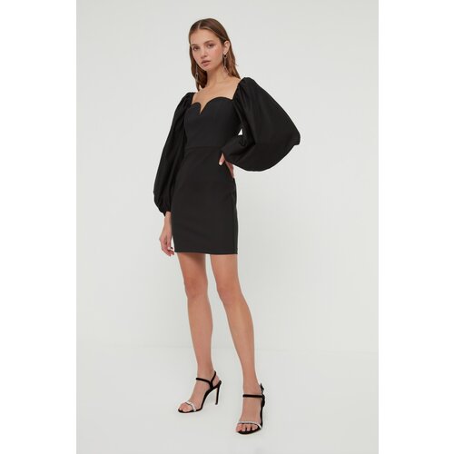 Trendyol Black Balloon Poplin Sleeve Dress Cene