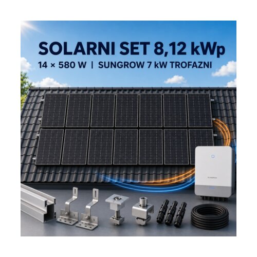  Solarni set 7 kW trofazni &ndash; Tongwei 8,12 kWp + Sungrow SG7.0RT Cijene