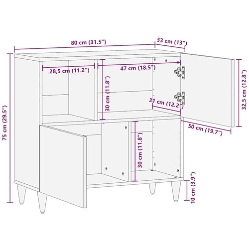 VidaXL Ormarić / Komoda Svjetlosmeđa 33.5 x 80 x 75 cm Slike
