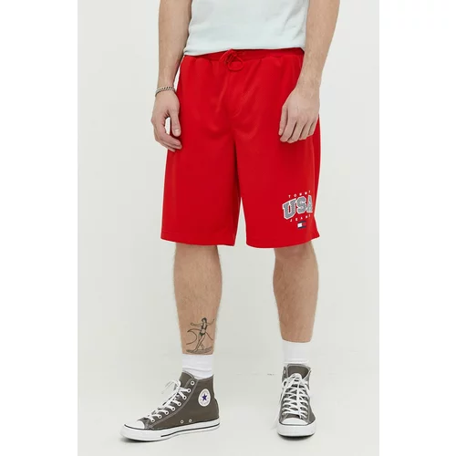 Tommy Jeans Kratke hlače za muškarce, boja: crvena