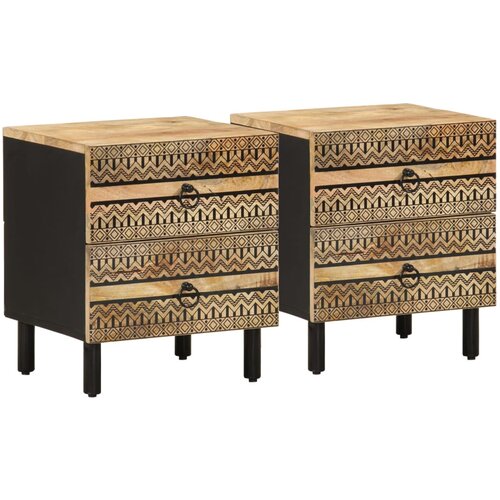 VidaXL Nočna omarica 2 kosa črna 40x33,5x46 cm trden mangov les Slike