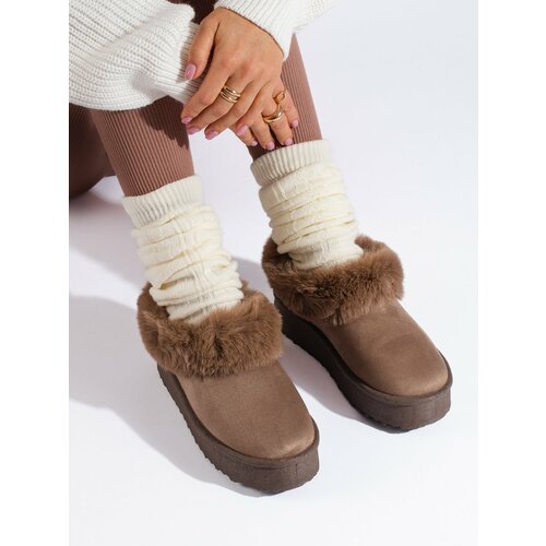 SHELOVET Women's low snow boots dark beige Cene