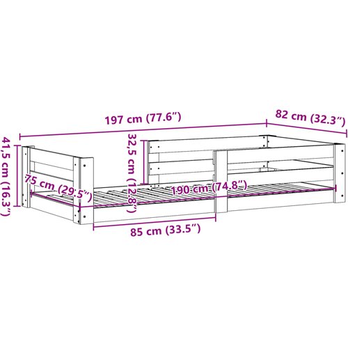  Okvir kreveta bez madraca bijeli 75 x 190 cm masivna borovina Slike