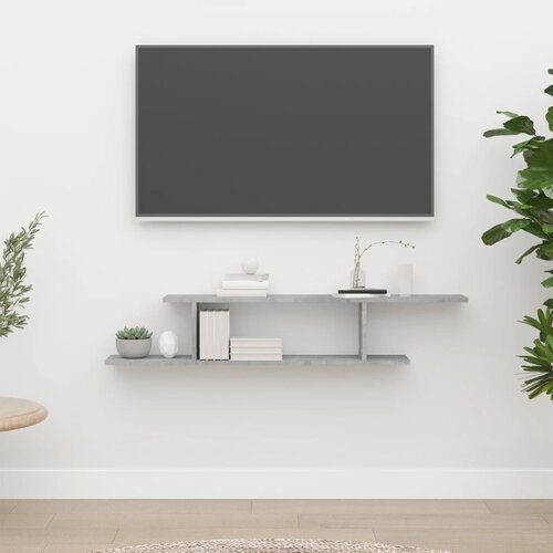 Zidna TV polica boja betona 125 x 18 x 23 cm konstruirano drvo Slike
