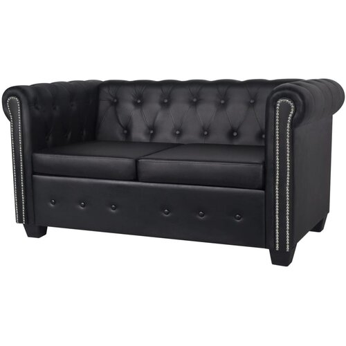 vidaXL Chesterfield Dvosjed od Umjetne Kože Crni Cijene