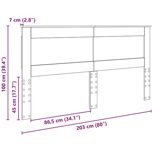  Uzglavlje s uzglavljem Betonski sivi 200 cm Konstruirano drvo Slike