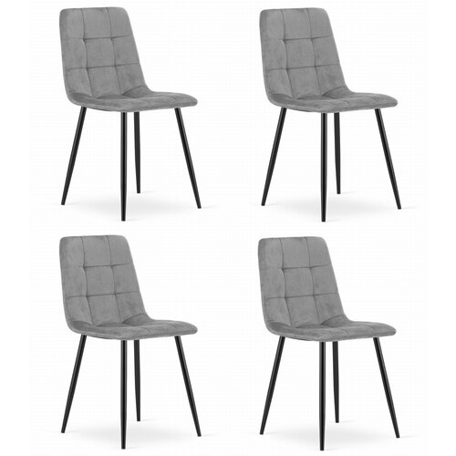 Brandless Stol KARA - svetlo siv žamet / črne noge x 4, (22055182) Slike