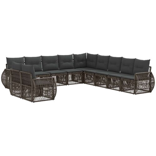 vidaXL Vrtna sedežna garnitura 11 pcs Siva in temno siva poli ratan, (5000271136) Cene