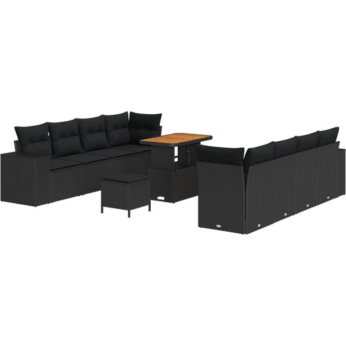 vidaXL 11-dijelni vrtni sofa set s jastučićima crni poli ratan akacije, 3-dijelni vrtni blagovaonski set s jastučićima crni poli ratan akacije Cijene