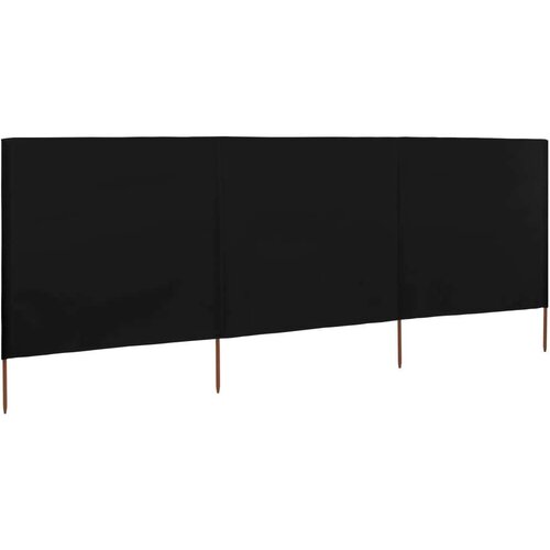 VidaXL Vjetrobran s 3 panela od tkanine 400 x 120 cm crni Slike