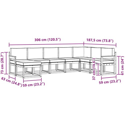  Set vanjskih sofa 8 kom. Prirodna i krem Smeđa 306 x 187,5 x 73 cm Slike