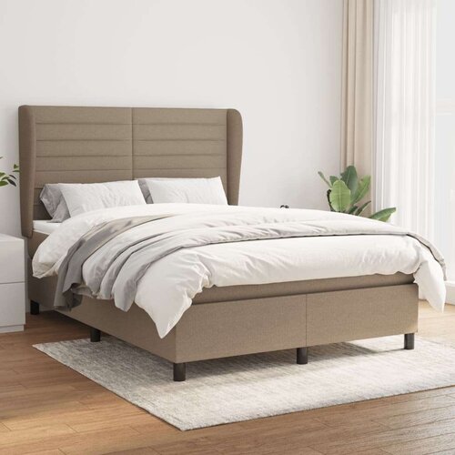  Box spring postelja z vzmetnico taupe 140x190 cm blago, (20897231) Slike