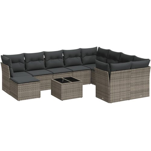  11-dijelni set vrtnih sofa od poliratana s jastucima sivi Slike