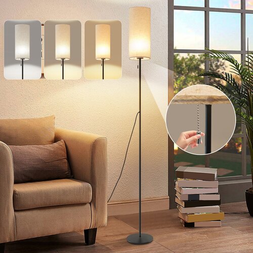 Nettlife zatemnljiva LED talna svetilka retro tkaninski senčnik za dnevno sobo s povlecnim stikalom, (22148927) Cene