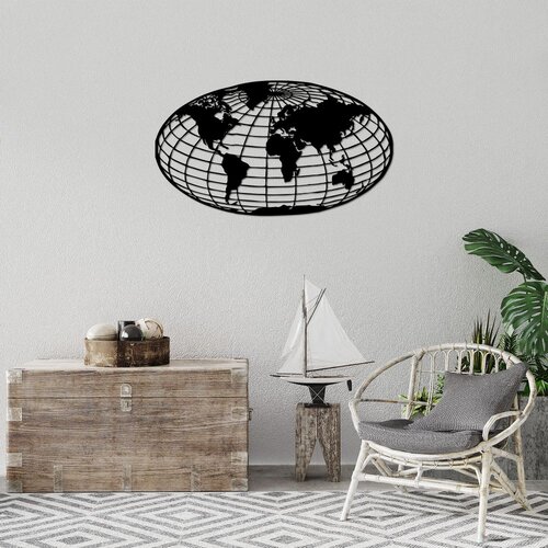 Wallity Zidna dekoracija Mapa svijeta 6, 84 x 47 cm, Crna Cene