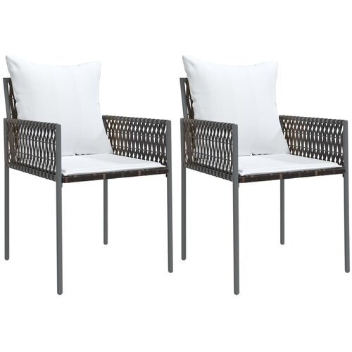 Maison Chic Vrtni stoli - Stol za vrt z blazinami 2 kosa rjavi 54x61x83 cm poli ratan JS2147, (21876685) Slike