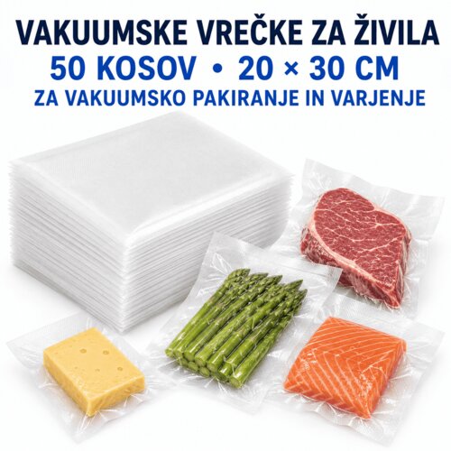  Vakuumske vrečke za živila 20 &times; 30 cm, 50 kosov, za vakuumski aparat Cene