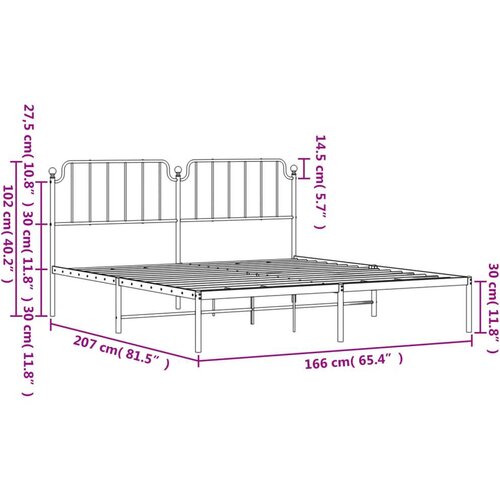  Metalni okvir za krevet s uzglavljem bijeli 160x200 cm Slike