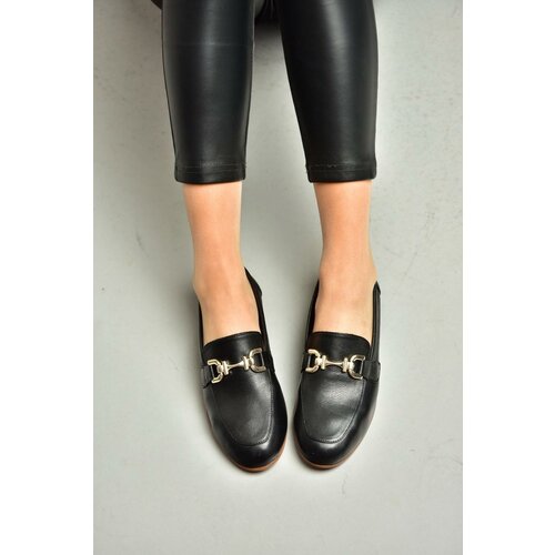 Fox Shoes S944037903 Black Genuine Leather Women's Flats Cene