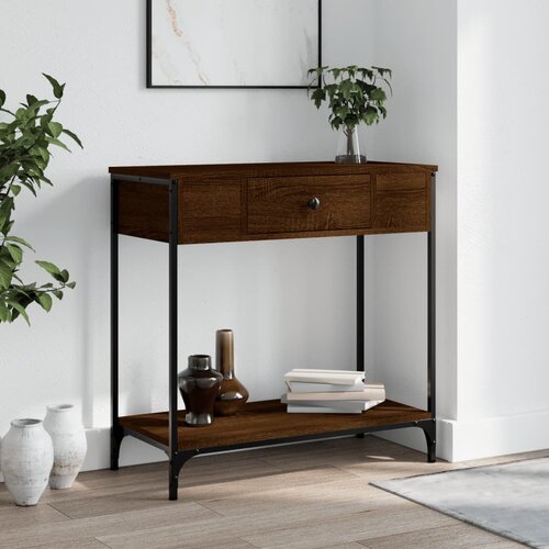 The Living Store Konzolna mizica rjav hrast 75x34,5x75 cm inženirski les - Konzolna Mizica, (21575088) Cene