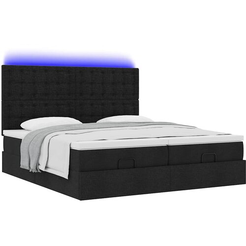  Otomanski okvir kreveta s madracima crni 180x200cm od tkanine Slike
