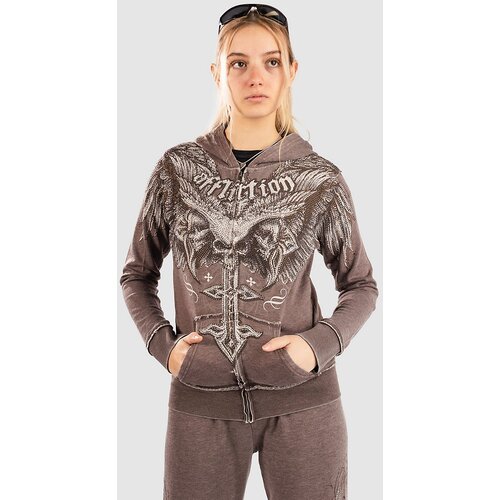 Affliction Death Eyes Burnout Zip Hoodie brown burnout wash Cijene