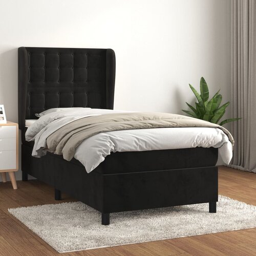 VidaXL Box spring postelja z vzmetnico črna 80x200 cm žamet Slike