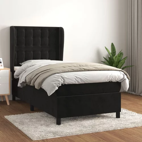vidaXL Box spring postelja z vzmetnico črna 80x200 cm žamet