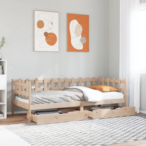 vidaXL Dnevna postelja s predali 90x200 cm trdna borovina Cene