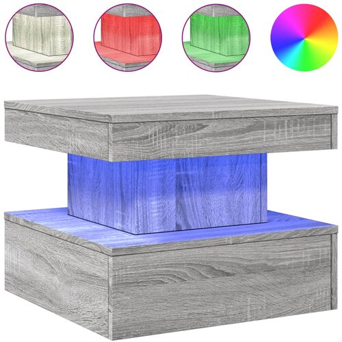 Maison Chic Klubska mizica - kavna mizica - Nizka mizica z LED lučkami siva sonoma 50x50x40 cm, (21752022) Slike