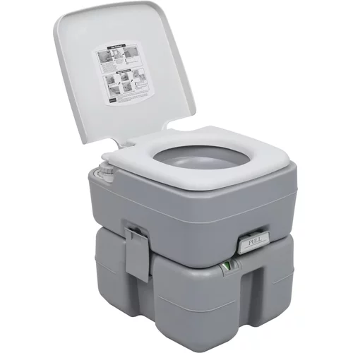  Prijenosni toalet za kampiranje sivi 20 + 10 L