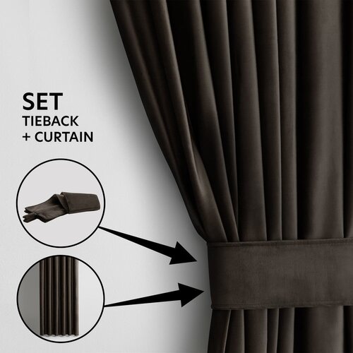 Restilo Smeđa zavjesa za djelomično zamračenje od samta 140x270 cm Eyelets &amp;ndash; Slike
