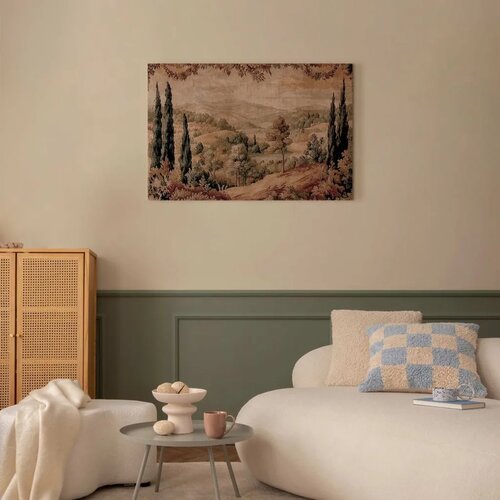  Slika - Mediterranean landscape - old tapestry with a hill and a lake 90x60 Standard Slike