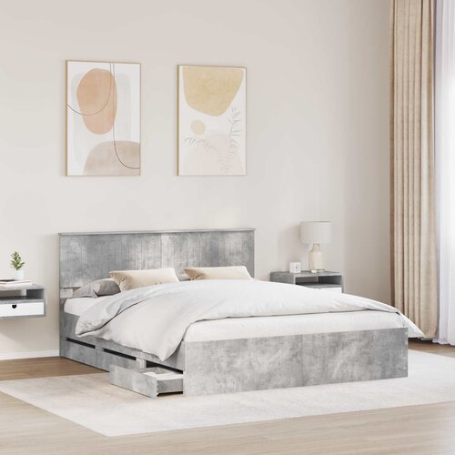  Krevetna konstrukcija s ladicama Betonski sivi 160 x 200 cm Siva 210 x 163 x 90 cm Slike