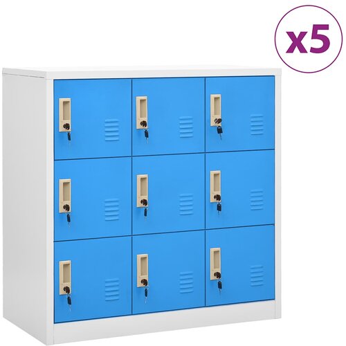  Ormarići s ključem 5 kom svjetlosivi/plavi 90x45x92,5 cm čelik Cijene