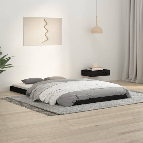The Living Store Posteljni okvir črn 120x190 trdna borovina - Posteljni Okvir, (21529356) Slike