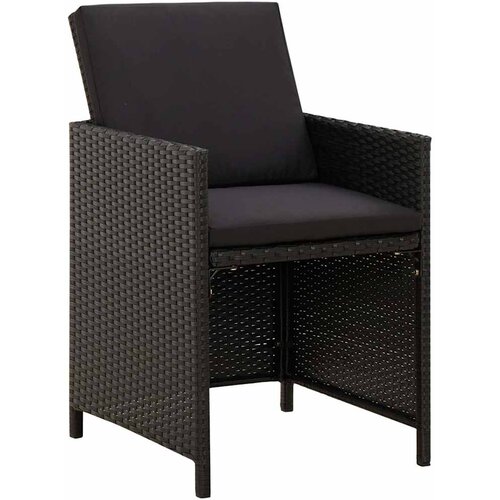  5-dijelni vrtni blagovaonski set s jastucima od poliratana crni Crna 109 cm table length Slike