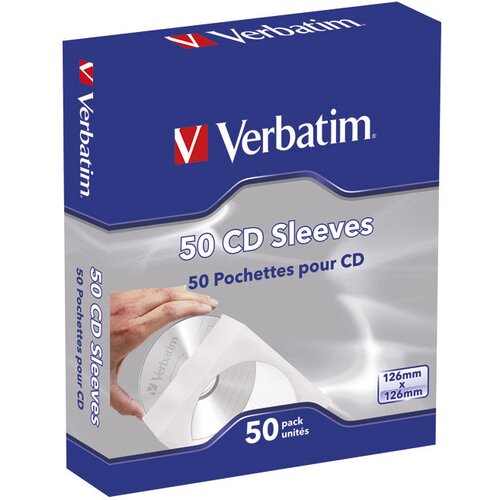  OVITEK ZA 1 CD PAPIR S PROZOROM PK50 VERBATIM 49992 BELA Slike