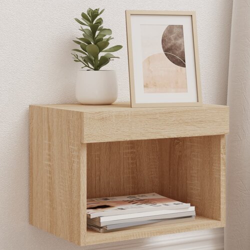  The Living Store Nočna omarica z LED lučkami stenska sonoma hrast - Nočna Omarica, (21499212) Slike