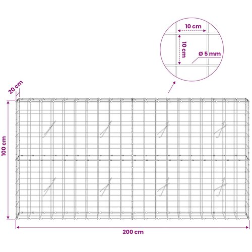  Gabion s žicom debljine 5 mm i mrežom 10x10 cm 200x20x100 cm Slike