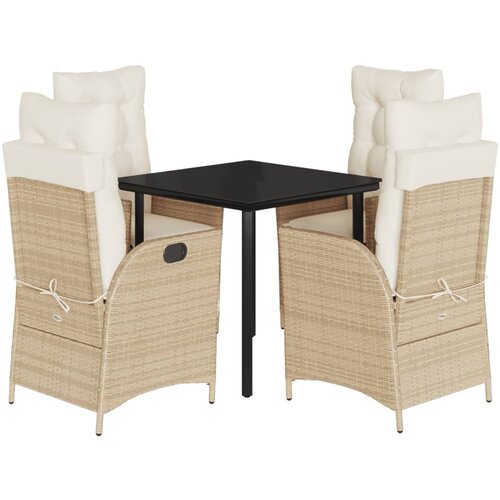  5-dijelni vrtni blagovaonski set od poliratana s jastucima bež 80 x 80 x 74 cm Slike