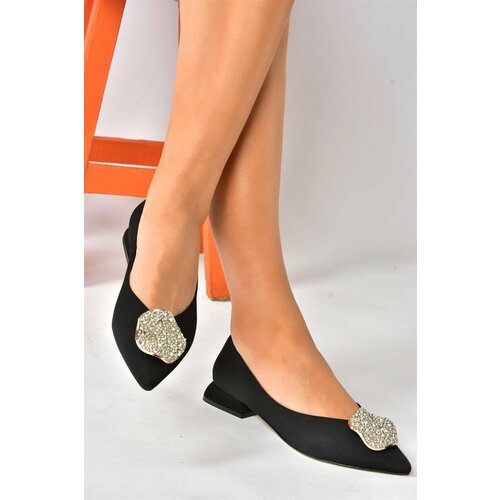 Fox Shoes Black Fabric Daily Women's Low Heeled Shoes Slike
