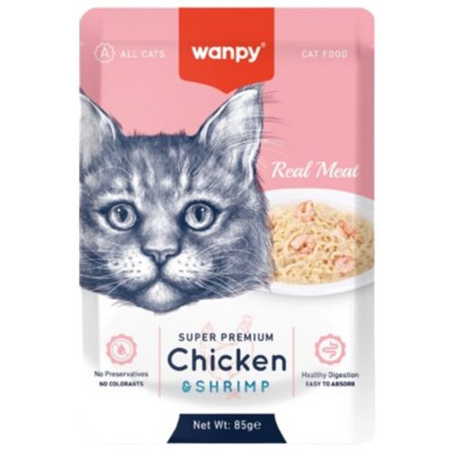 WANPY cat sos za mačke - Piletina i račići 12x85g Slike