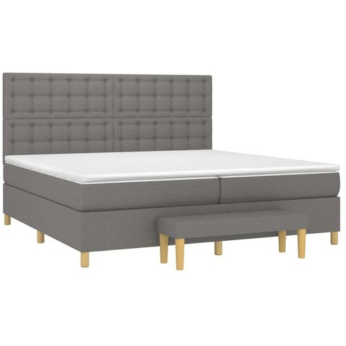 Krevet s oprugama i madracem tamnosivi 200 x 200 cm od tkanine Slike