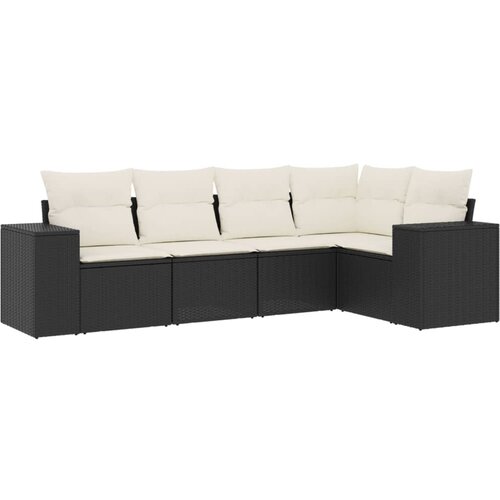 Maison Chic Seti vrtnega pohištva - Vrtna garnitura - Vrtni pohištvo set 5-delna z blazinami črn poli ratan, (21816883) Cene