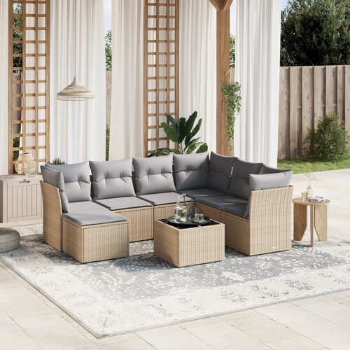 vidaXL 8-dijelni set vrtnih sofa s jastucima bež od poliratana Cijene